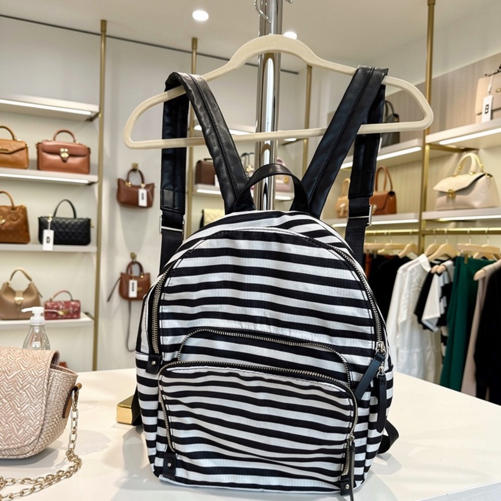Chic Black and White Striped Backpack